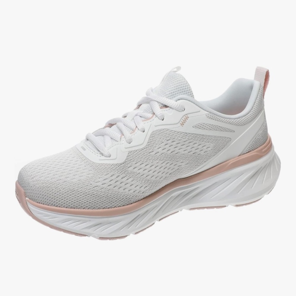 🆕 Skechers White Pink Lace Up Sneaker Gym Tennis Shoes